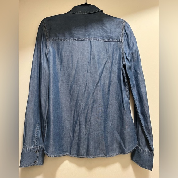 Express Blue Denim Ruffled Shirt - Picture 7 of 7